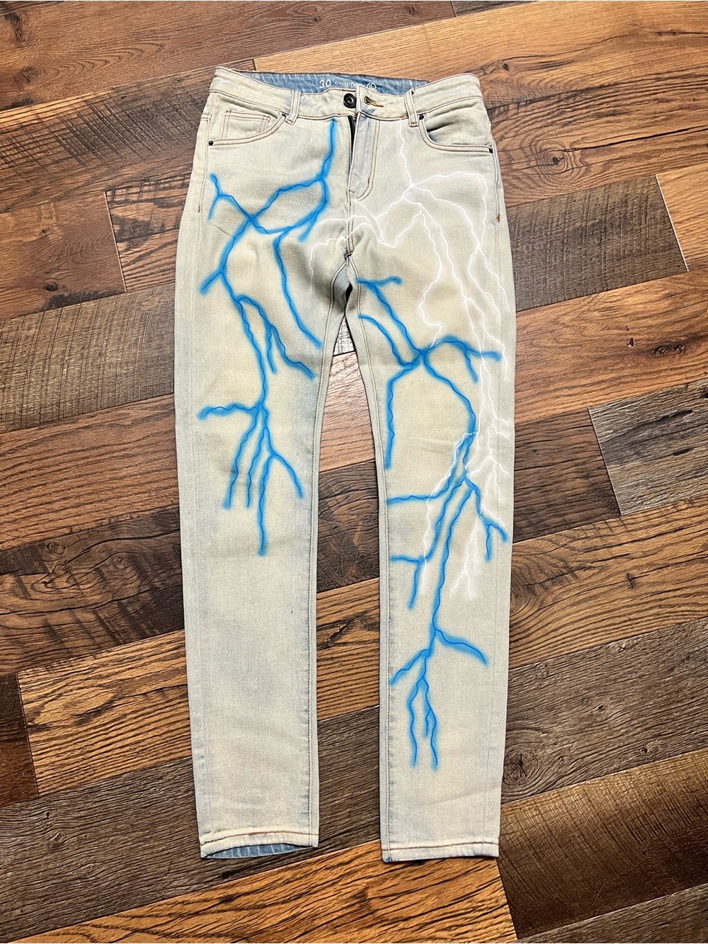 Crysp Denim Light Wash Lightning Bolt Skinny Jeans